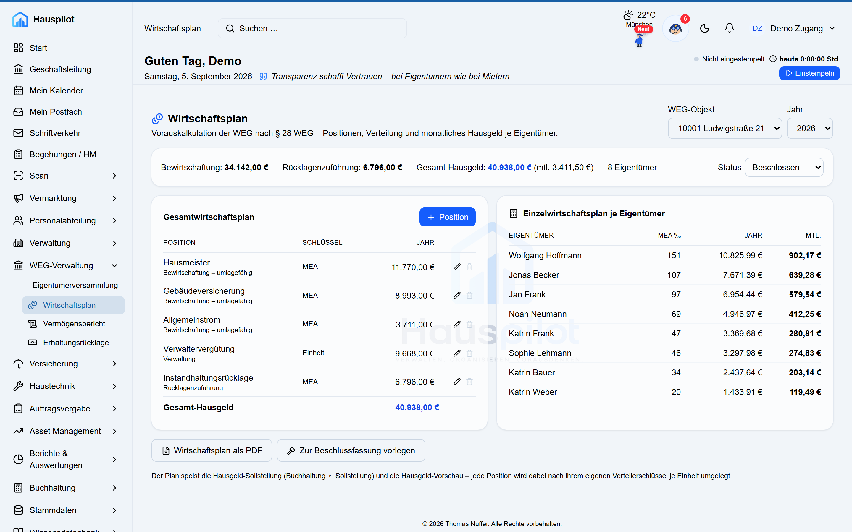 WEG-Wirtschaftsplan